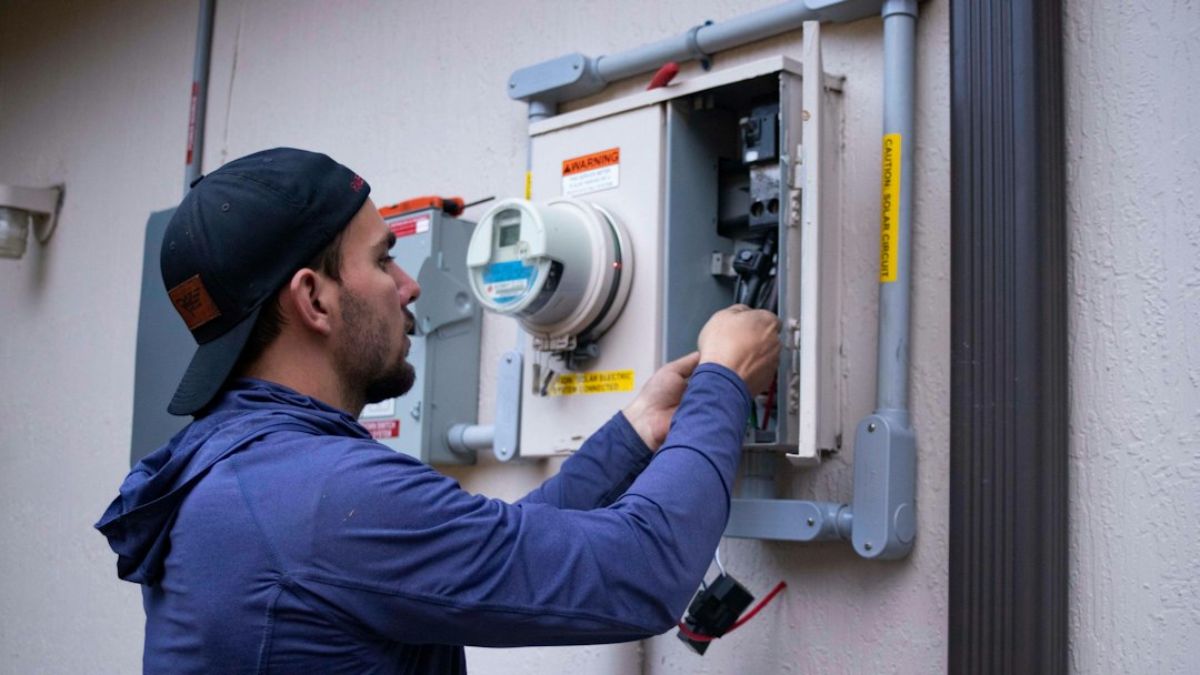 Technician working at a residential property